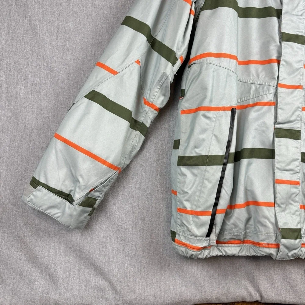 FOURSQUARE Burton Snowboard Coat Men's M Hood Microshield Ski ski green stripes